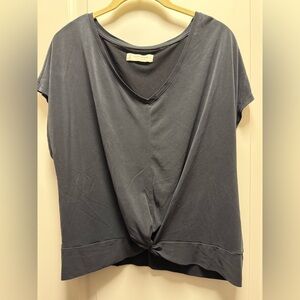 Lucky Brand Women's Charcoal Knot-Front Tee